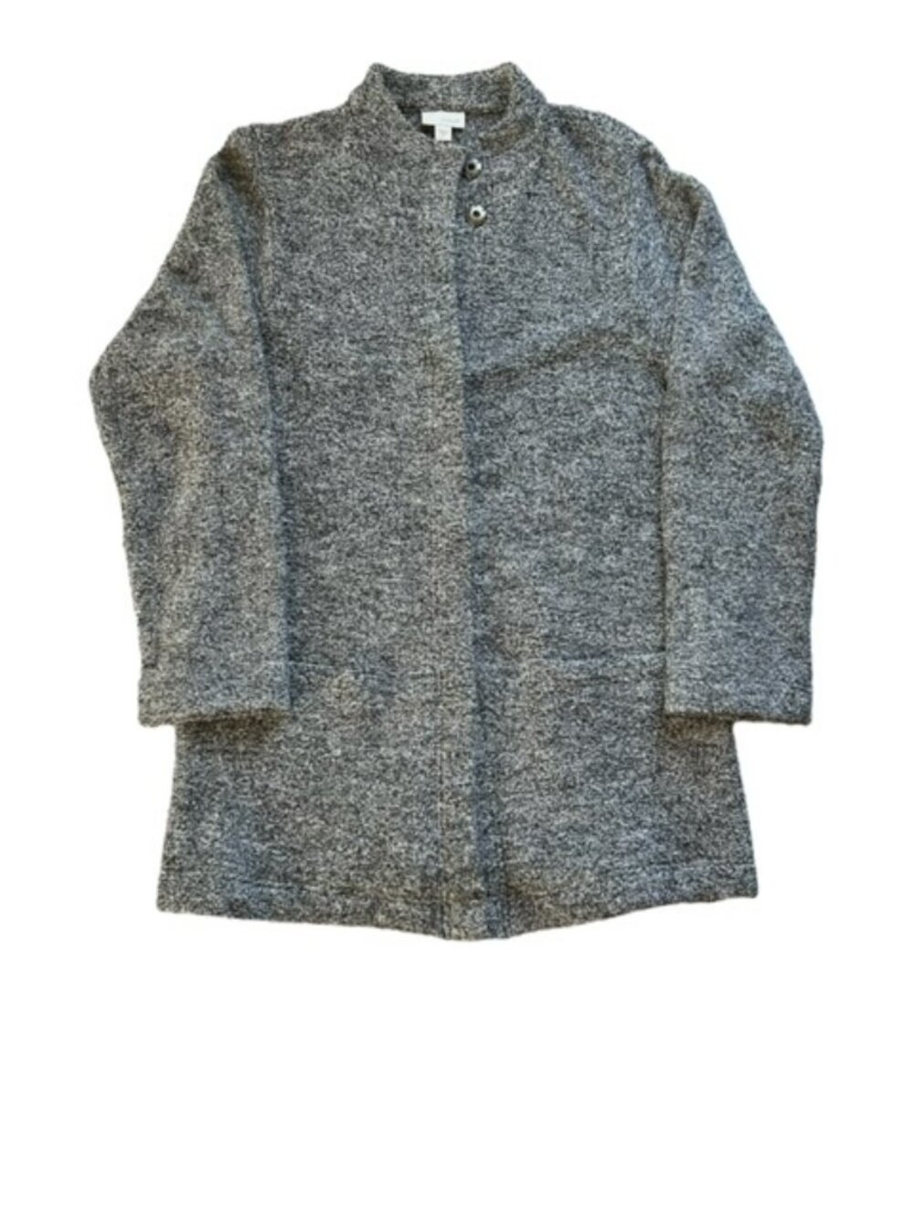 J Jill Pure Jill Heather Gray Marled Wool Blend Snap Front Sweater Jacket Small